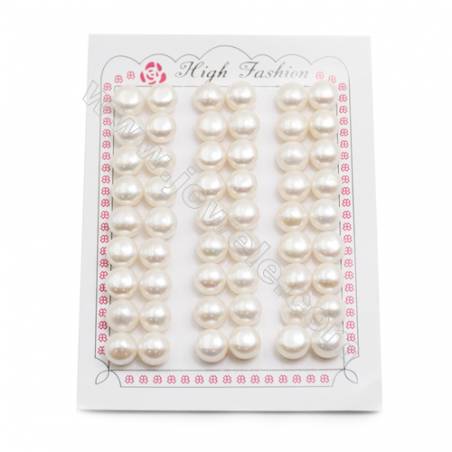 Granos de AAA agua dulce perla   medio-perforado   blanca   plano y redondo   Diámetro 9.5~10 mm.  Agujero :0.8 mm