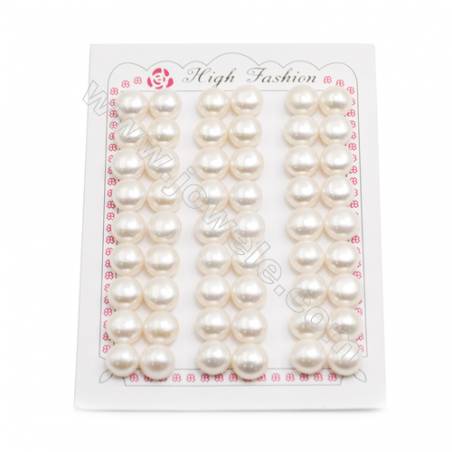Granos de AAA agua dulce perla   medio-perforado   blanca   plano y redondo   Diámetro 10~10.5 mm.  Agujero :0.8 mm