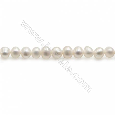 Natürliche bunte ovale Perlenkette Durchmesser des Loch 0.5mm  4~5mm x 1 Strang 15~16"