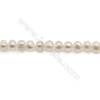 Perles de culture naturelles  perles d'eau douce ovale  blanche sur fil  5~6mm  trou 0.5mm x1 fil 15~16"