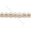 Natürliche weiße ovale Perlenkette Durchmesser des Loch 0.7mm  8~9mm x 1 Strang 15~16"