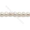Perles de culture naturelles  perles d'eau douce ovale  blanche sur fil  9~10mm  trou 0.8mm x1 fil 15~16"