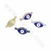 Brass Micro Pave Cubic Zirconia Eyes Charms Connectors Size 22x10mm Hole 1mm 10pcs/Pack