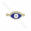 Brass Micro Pave Cubic Zirconia Eyes Charms Connectors Size 22x10mm Hole 1mm 10pcs/Pack