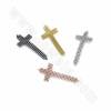 Brass Micro Pave Cubic Zirconia Cross Charms Connectors Size 46x20mm Hole 0.7mm 4pcs/Pack