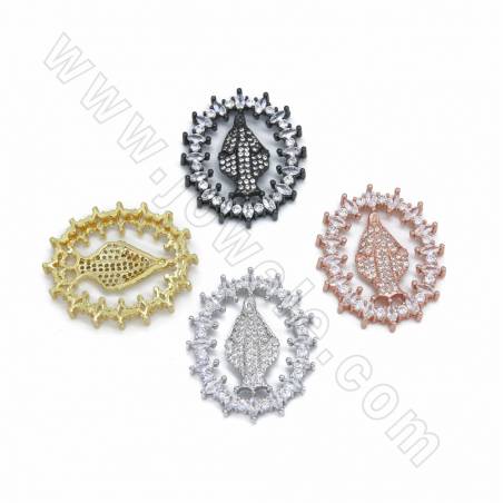 Brass Charms Micro Pave Cubic Zirconia Size 30x25mm Hole 1.5mm 10pcs/Pack
