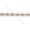 白色天然淡水珍珠蛋形串珠 尺寸 6~7毫米 孔徑 約0.8毫米 x1條 15~16"