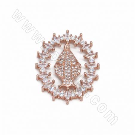 Breloques en laiton avec micro-perles de zirconium cubique, taille 30x25mm, trou 1.5mm, 10pcs/pack, (or, or rose, platine, noir)