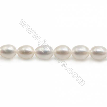 白色天然淡水珍珠蛋形串珠 尺寸 7~8毫米 孔徑 約0.8毫米 x1條 15~16"