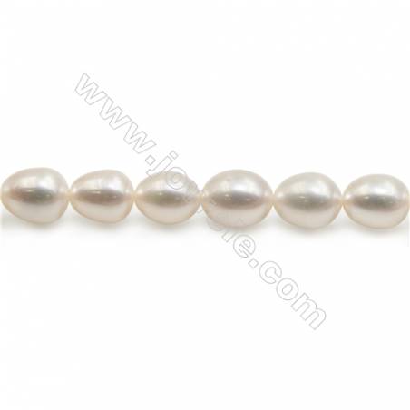 白色天然淡水珍珠蛋形串珠 尺寸 8~9毫米 孔徑 約0.8毫米 x1條 15~16"