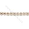 Perles de culture naturelles  perles d'eau douce ronde  blanche sur fil  6mm de diamètre  trou 0.8mm x1 fil 15~16"