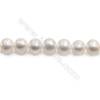 白色天然淡水珍珠蛋形串珠 尺寸 9~10毫米 孔徑 約0.8毫米 x1條 15~16"