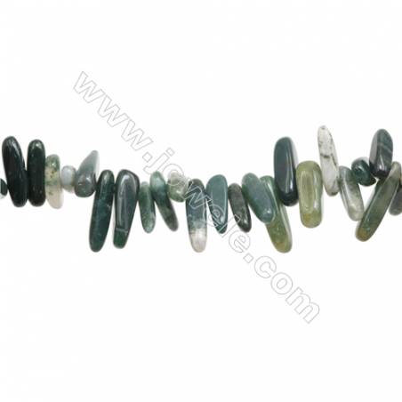 Natural Moss Agate Beads Strand  2~6mm x11~22mm  hole 1mm 15~16" x 1piece