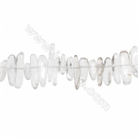 Perles Cristal de roche en forme de chips sur fil Taille 4~6mm x10~24mm trou 1mm x1fil 15~16"