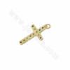 Brass Cross Pendants Charms Micro Pave Cubic Zirconia Size 31x16mm Hole 2mm 8pcs/Pack