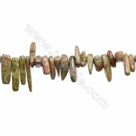 Natural Unakite Beads Strand  Chips  Size 2~6x10~24mm  hole 1mm  15~16" x 1strand