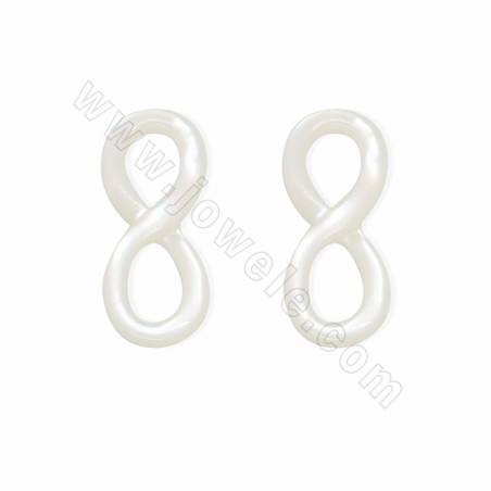 "8" Infinite White Mother-of-Pearl Shell Charm 15x6mm 10 pcs/Pack