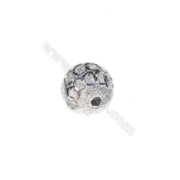 925 Sterling silver frosted beads, 14mm, x 5pcs, hole 3mm