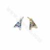 Brass Micro Pave Cubic Zirconia Pendants Charms  26 Letters Size 11x4~6mm Hole 2mm Gold/White Gold Plated 10pcs/Pack