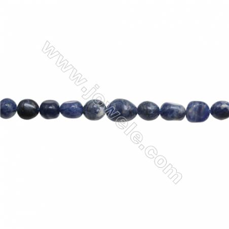 Perles Sodalite en forme irrégulière sur fil Taille 7~9mm x8~9mm trou 1mm x1fil 15~16"