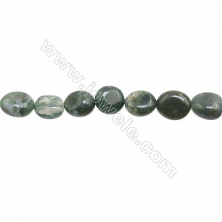 Natural Moss Agate Beads Strand 9~10mm x 10~11mm  Irregular  hole 1mm  15~16" x 1piece