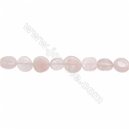 Perles Quartz rose en forme irrégulière sur fil Taille 10~11mm x11~12mm trou 1mm x1fil 15~16"