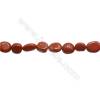 Perles Jaspe rouge en forme irrégulière sur fil Taille 8~9mm x9~12mm trou 1mm x1fil 15~16"