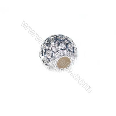 925 Sterling silver frosted beads, 10mm, x 20pcs, hole 3.5mm