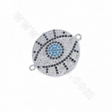 Brass Micro Pave Cubic Zirconia Eyes Charms Connectors Size 27x21mm Hole 1.5mm 2pcs/Pack