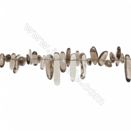 Perles Quartz fumé en forme irrégulière sur fil Taille 3~5mm x11~26mm trou 1mm x1fil 15~16"
