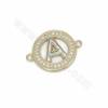 Brass Micro Pave Cubic Zirconia Charms Connectors  26 Letters Size 16x21mm Hole 1.5mm 4pcs/Pack