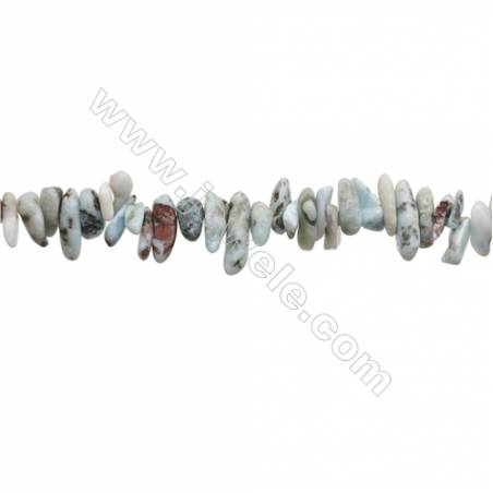 Perles Larimar en forme irrégulière sur fil Taille 1~4mm x9~15mm trou 1mm x1fil 15~16"