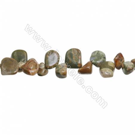 Perles Rhyolite en forme irrégulière sur fil Taille 9~10mm x10~17mm trou 1mm x1fil 15~16"