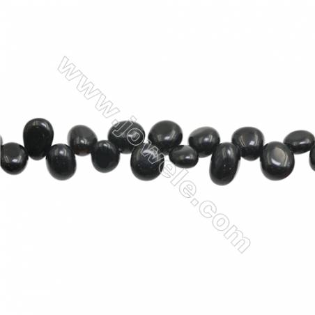 Natural Black Agate Beads Strand  Irregular  About 8~10 x9~14mm  hole 1mm 15~16" x 1strand