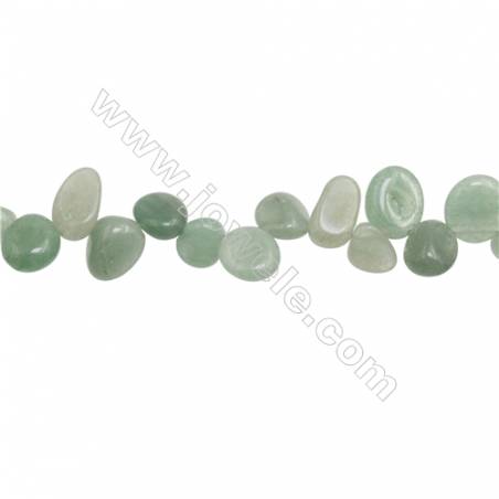 Natural Green Aventurine Beads Strand  Irregular Oval  Size 8~10mm x10~16mm  hole 1mm   15~16" x 1 piece
