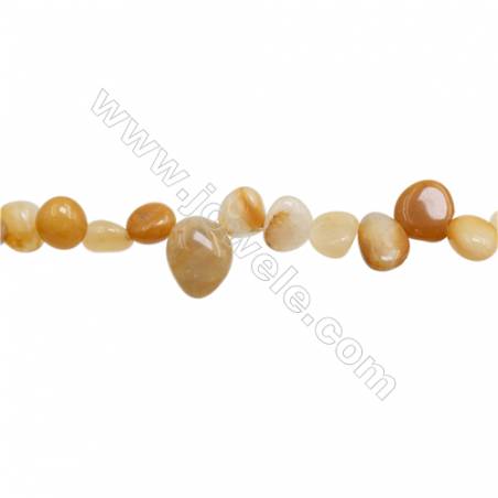 Perles Jade jaune en forme irrégulière sur fil Taille 8~10mm x9~14mm trou 1mm x1fil 15~16"