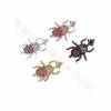Brass Micro Pave Cubic Zirconia Beetle Charms Connectors Size 25x20mm Hole 1.2mm 4pcs/Pack