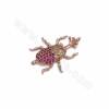 Brass Micro Pave Cubic Zirconia Beetle Charms Connectors Size 25x20mm Hole 1.2mm 4pcs/Pack