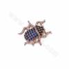 Brass Micro Pave Cubic Zirconia Charms Connectors  Beetle Size 18x18mm Hole 1.2mm 6pcs/Pack
