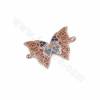 Messing Micro Pave Zirkonia Links, Schmetterling, Größe 14x21mm, Loch 1,5mm, 8 Stück / Packung