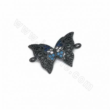 Brass Micro Pave Cubic Zirconia  Butterfly Charms Connectors Size 14x21mm Hole 1.5mm 8pcs/Pack