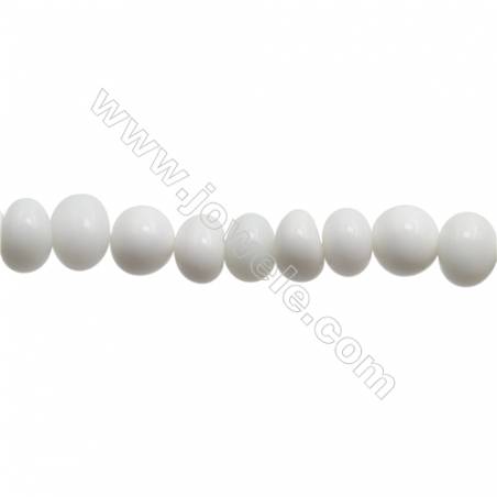 Perles Agate blanche en forme irrégulière sur fil Taille 6~9mm x8~9mm trou 1mm x1fil 15~16"