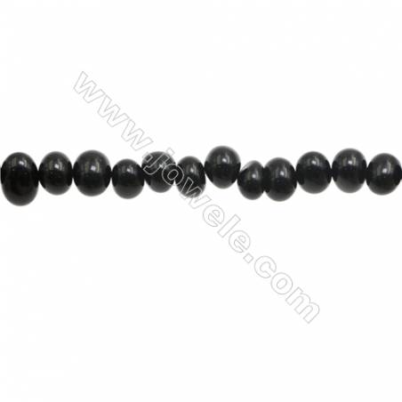 Perles Agate noire en forme irrégulière sur fil Taille 6~8mm x9~10mm trou 1mm x1fil 15~16"