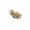 Brass Micro Pave Cubic Zirconia Beetle Charms Connectors Size 10x19mm Hole 0.8mm 8pcs/Pack