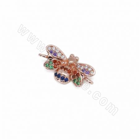 Brass Micro Pave Cubic Zirconia Beetle Charms Connectors Size 10x19mm Hole 0.8mm 8pcs/Pack