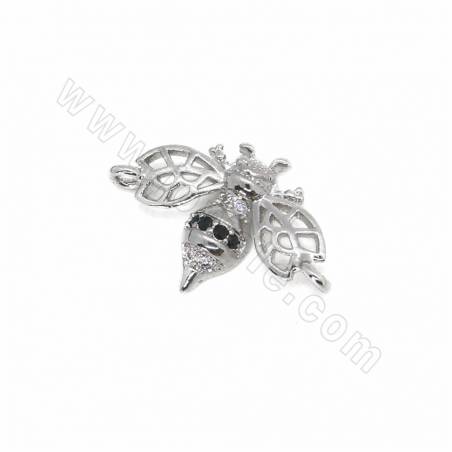 Brass Micro Pave Cubic Zirconia  Honeybee Charms Connectors Size 14x20mm Hole 1.2mm 10pcs/Pack