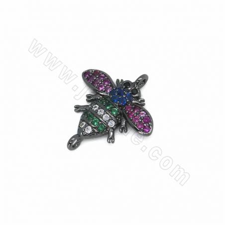 Brass Micro Pave Cubic Zirconia  Beetle Charms Connectors Size 19x17mm  Hole 1.2mm 6pcs/Pack