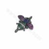 Brass Micro Pave Cubic Zirconia  Beetle Charms Connectors Size 19x17mm  Hole 1.2mm 6pcs/Pack
