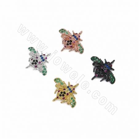 Brass Micro Pave Cubic Zirconia Beetle Charms Connectors Size 15x16mm Hole 0.8mm 8pcs/Pack
