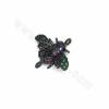 Brass Micro Pave Cubic Zirconia Beetle Charms Connectors Size 15x16mm Hole 0.8mm 8pcs/Pack